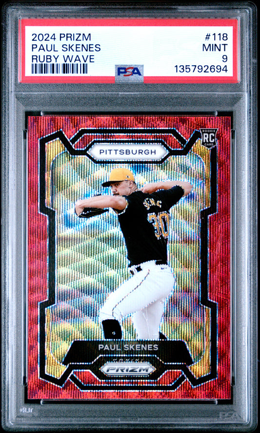 2024 Panini Prizm Paul Skenes #118 Ruby Wave PSA 9