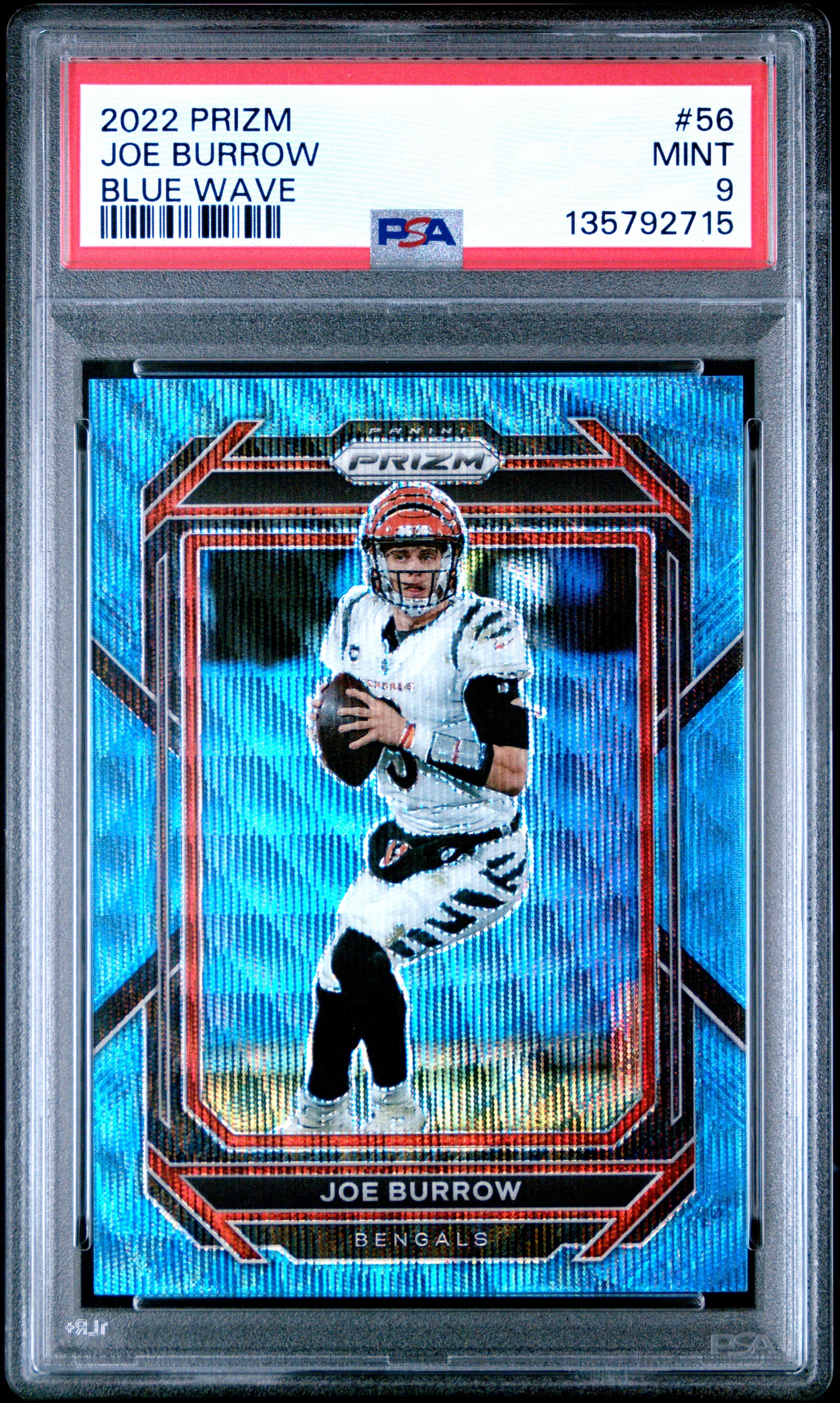 2022 Panini Prizm Joe Burrow #56 Blue Wave PSA 9