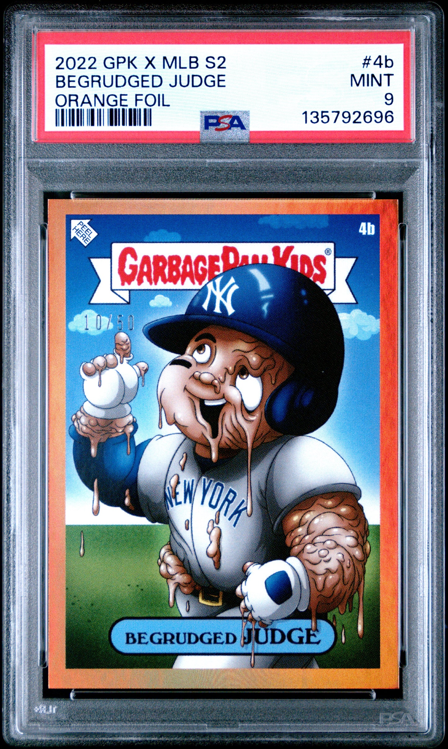 2022 Topps Garbage Pail Kids Gpk X Mlb Series 2 Alex Pardee Begrudged Judge #4b Orange Foil PSA 9