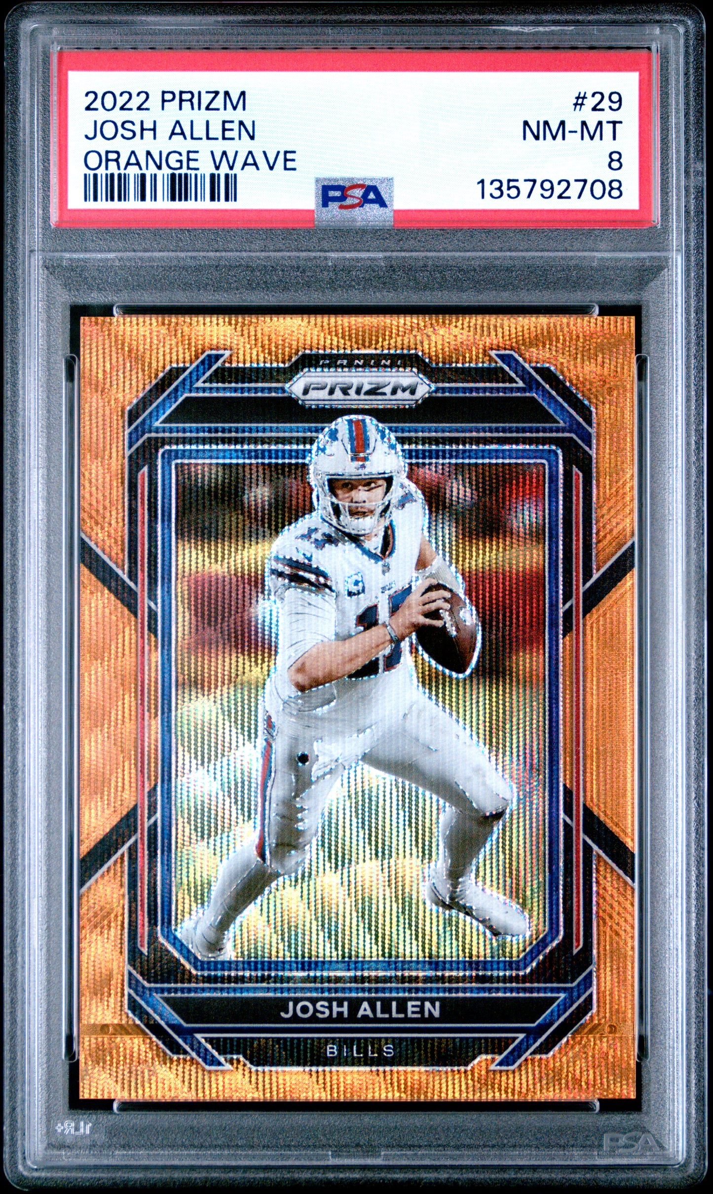 2022 Panini Prizm Josh Allen #29 Orange Wave PSA 8