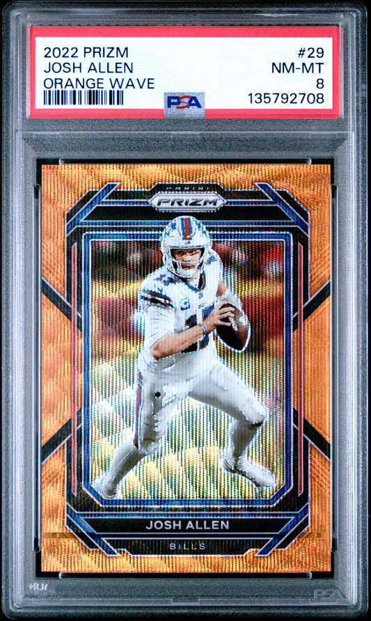 2022 Panini Prizm Josh Allen #29 Orange Wave PSA 8