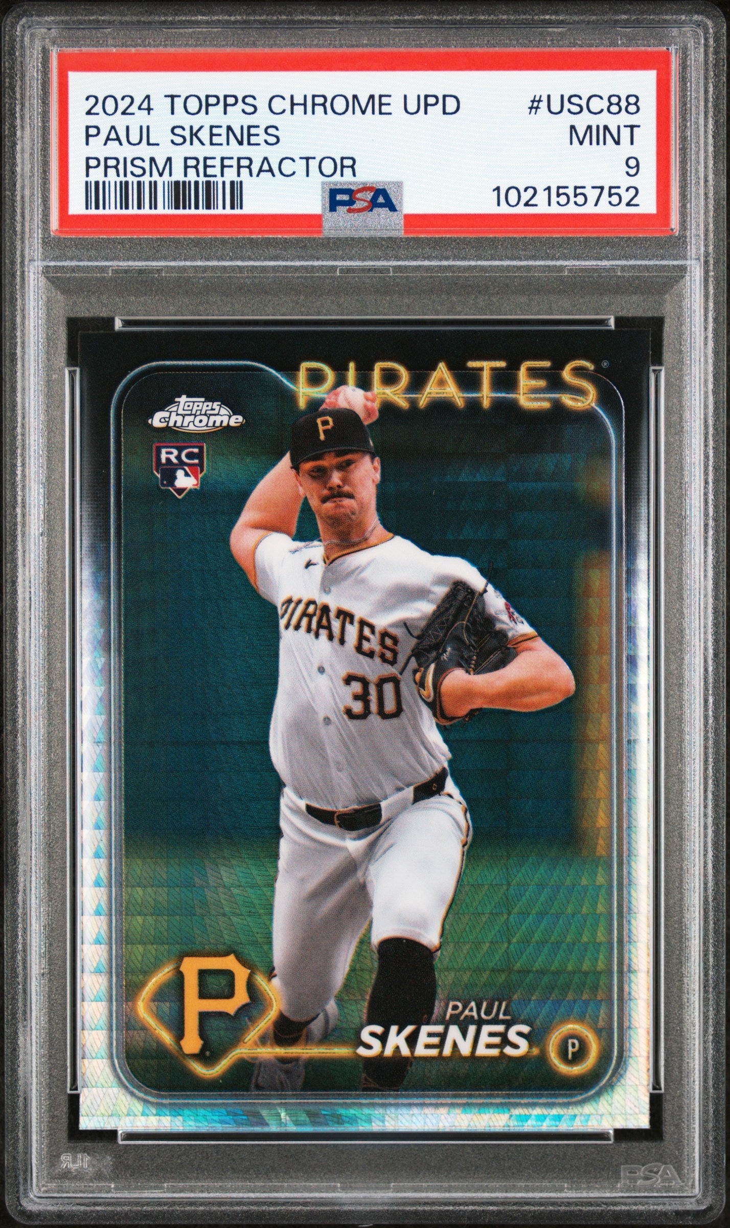 2024 Topps Chrome Update Paul Skenes #USC88 Prism Refractor PSA 9