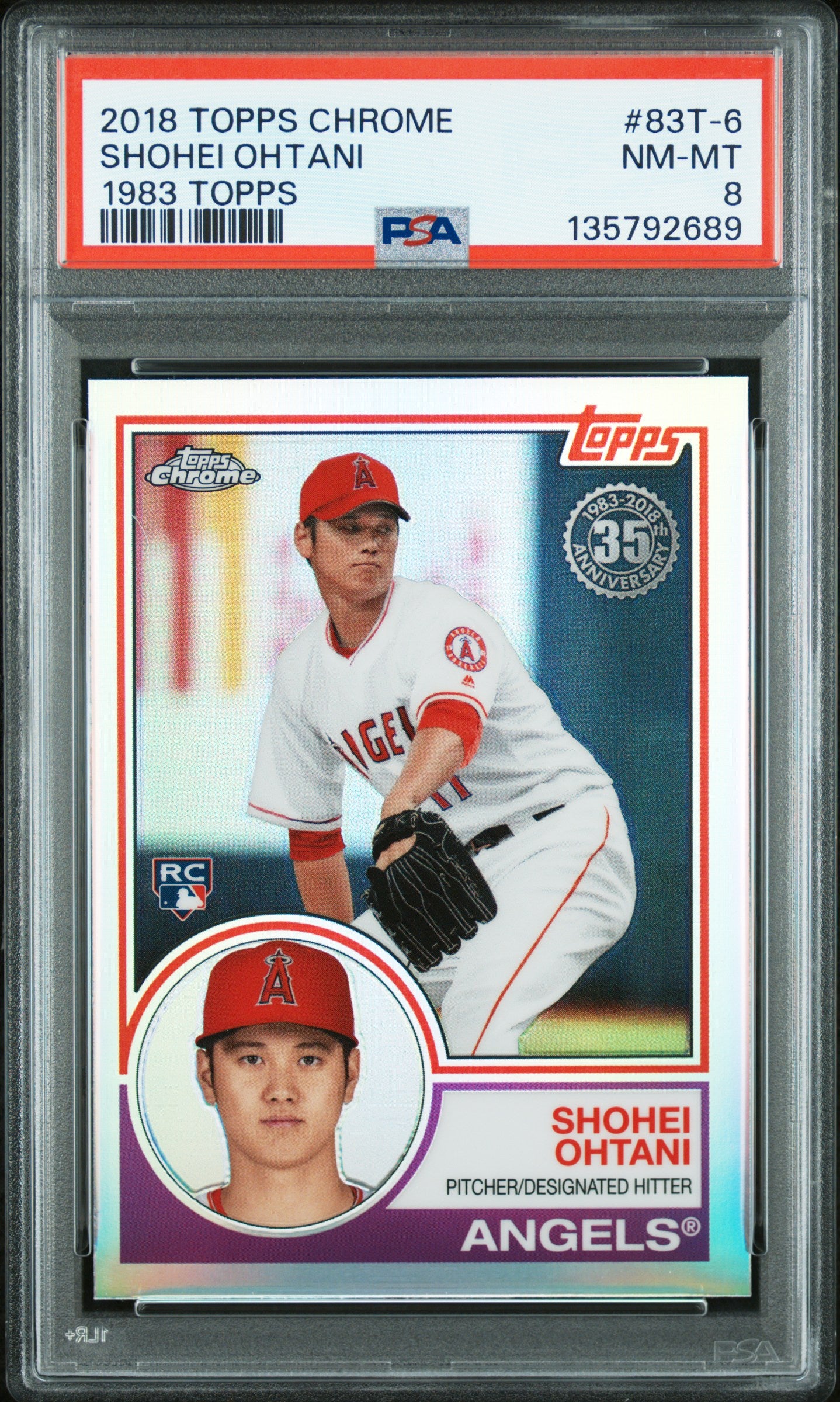 2018 Topps Chrome 1983 Topps Shohei Ohtani #83T-6 1983 Topps PSA 8