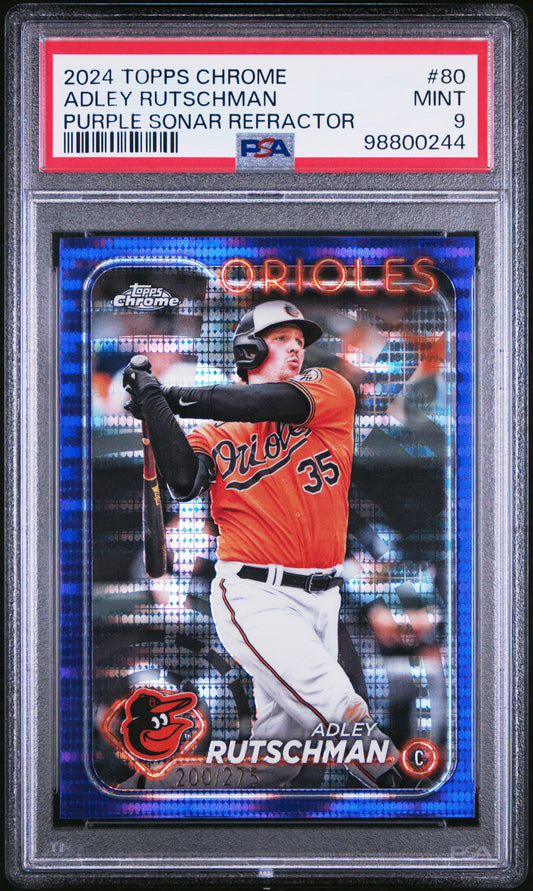 2024 Topps Chrome Adley Rutschman #80 Purple Sonar Refractor PSA 9