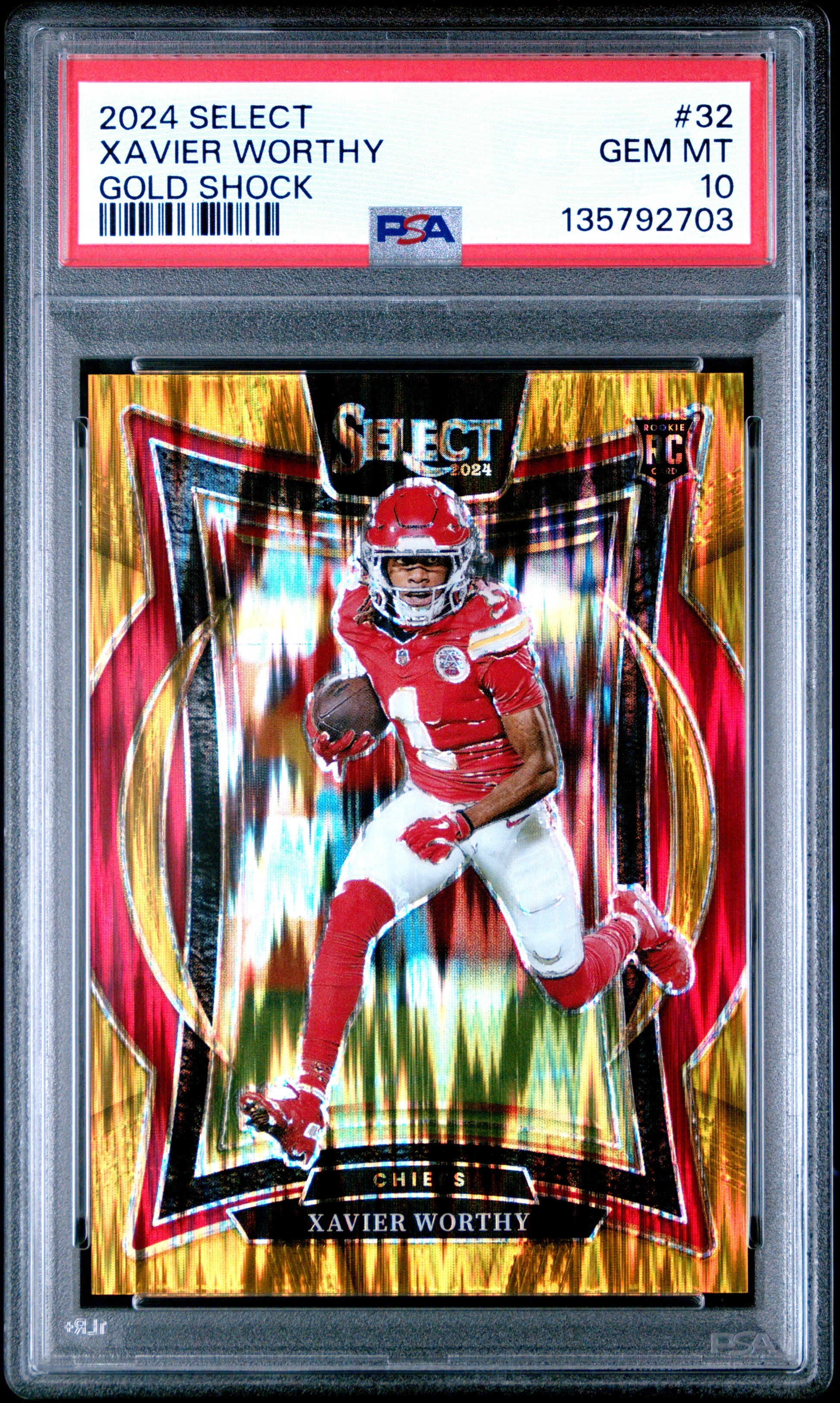 2024 Panini Select Xavier Worthy #32 Gold Shock PSA 10