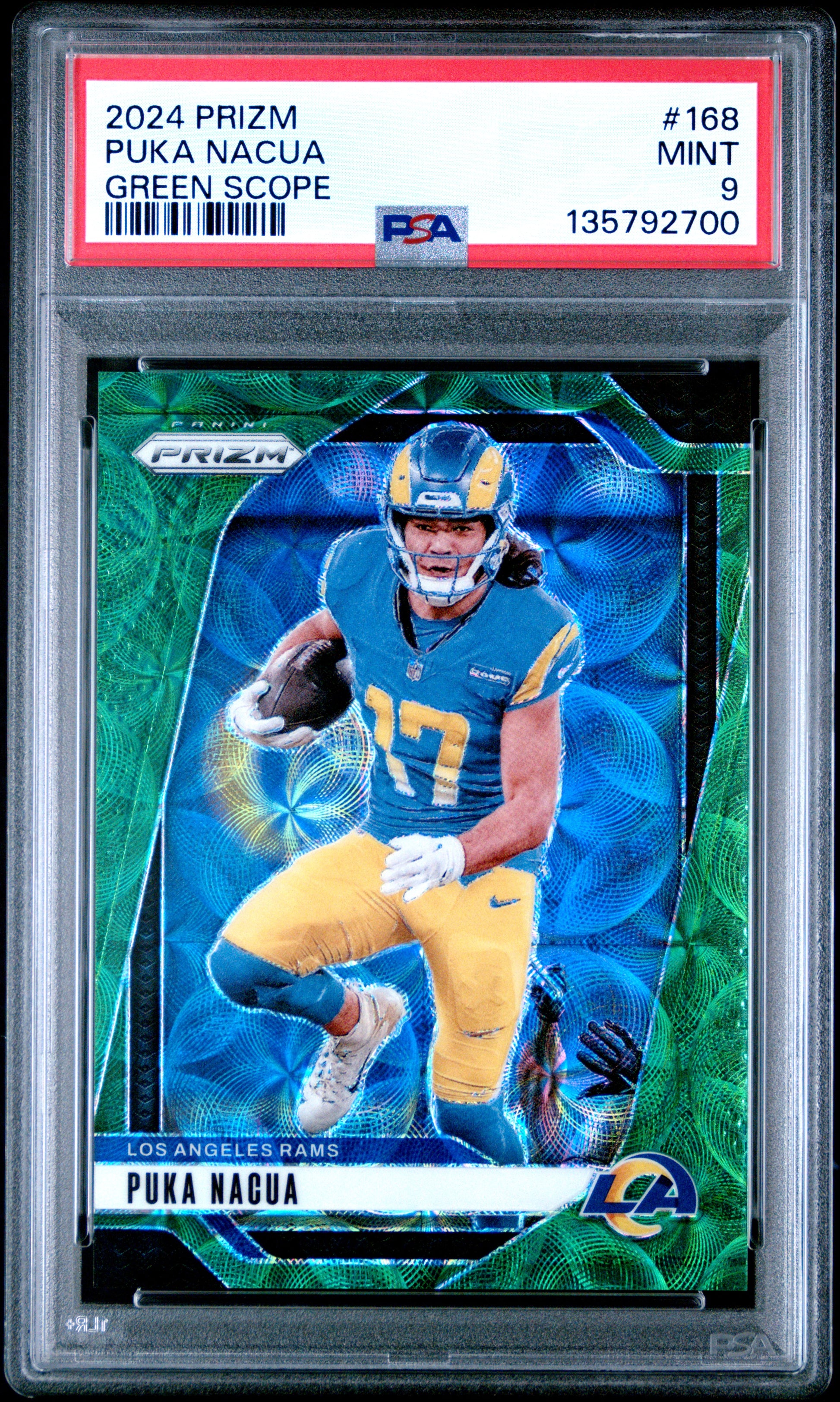 2024 Panini Prizm Puka Nacua #168 Green Scope PSA 9