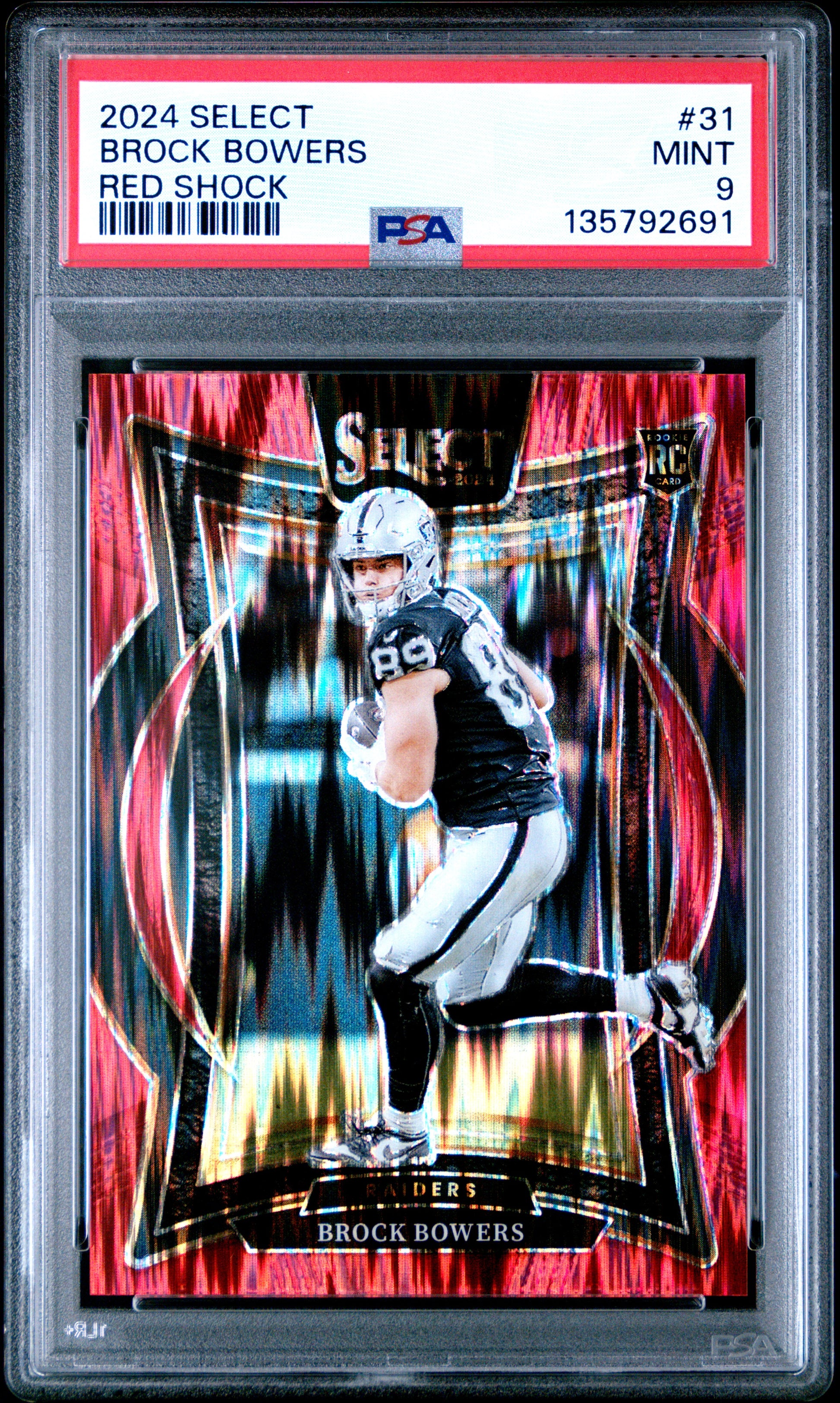 2024 Panini Select Brock Bowers #31 Red Shock PSA 9