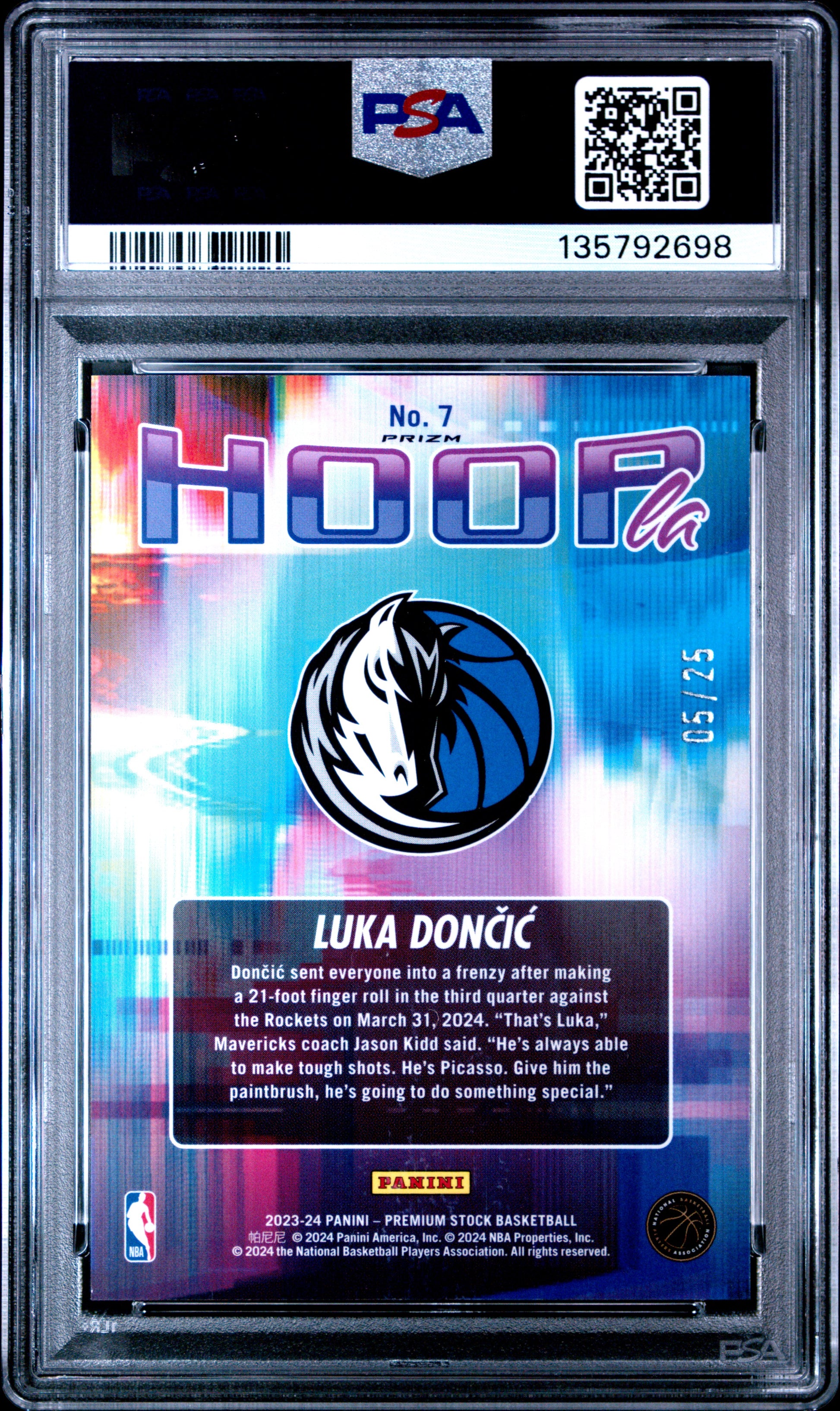 2023 Panini Hoops Premium Stock Hoopla Luka Doncic #7 Hoopla-Premium Blue Prizm PSA 9