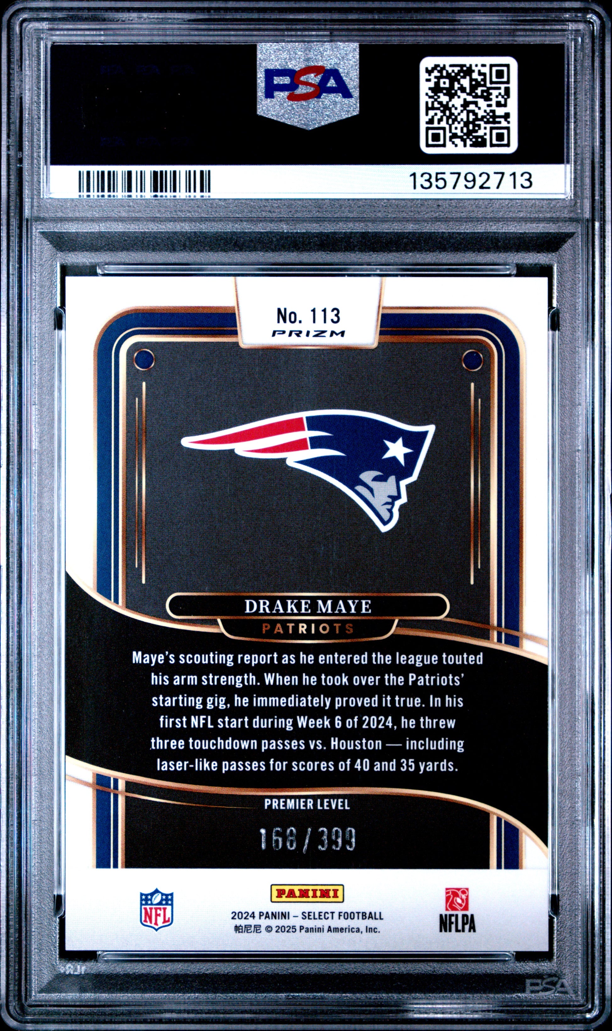 2024 Panini Select Drake Maye #113 Orange Shock PSA 9