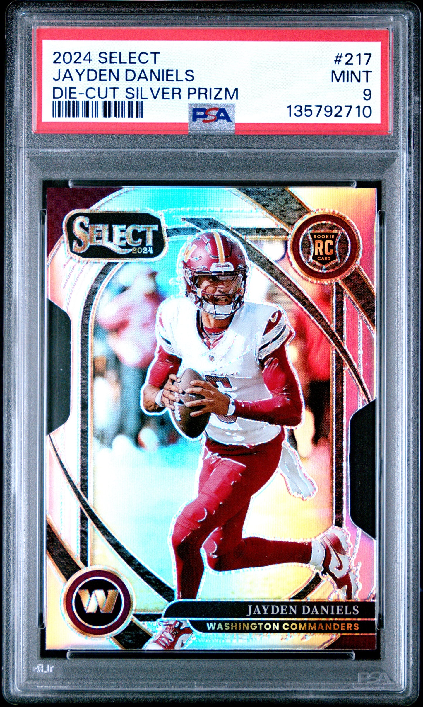 2024 Panini Select Jayden Daniels #217 Die-Cut Silver Prizm PSA 9