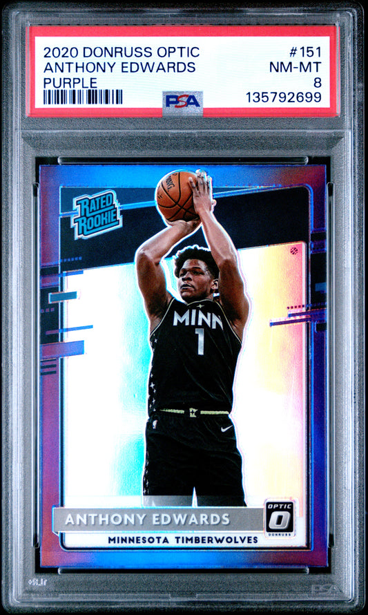 2020 Panini Donruss Optic Anthony Edwards #151 Purple PSA 8