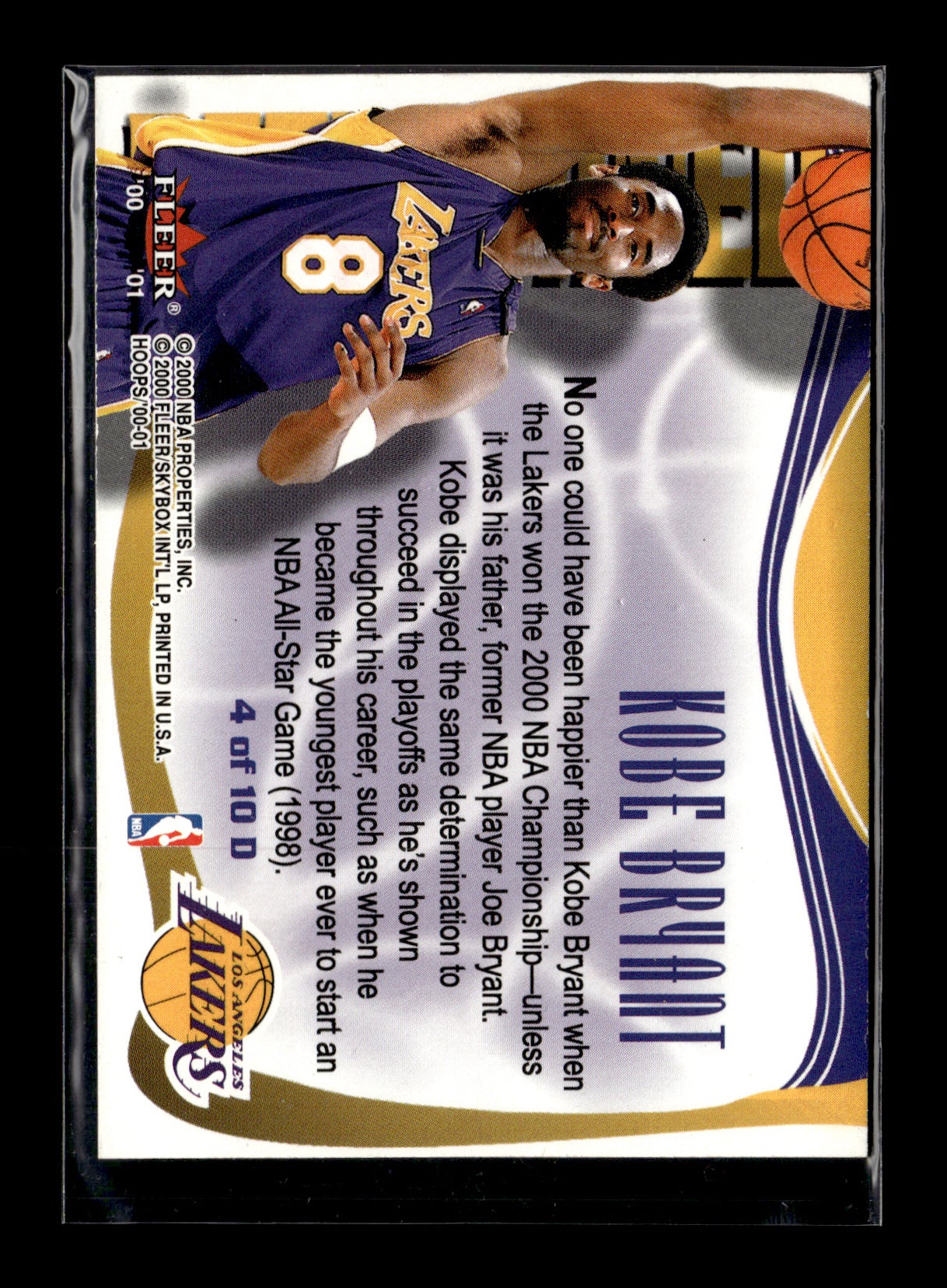 2000-01 Hoops Hot Prospects Kobe Bryant #4 D Determined Los Angeles Lakers