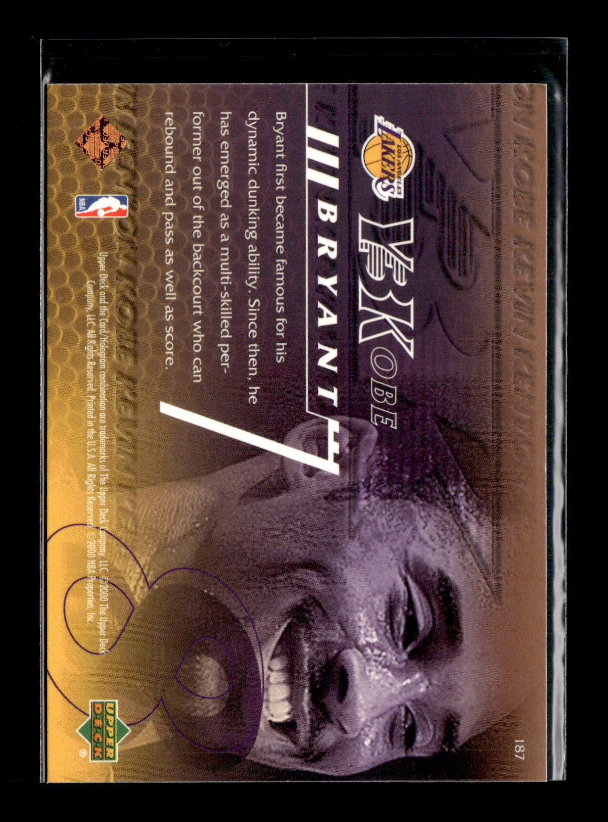 2000-01 Upper Deck Kobe Bryant #187 Los Angeles Lakers