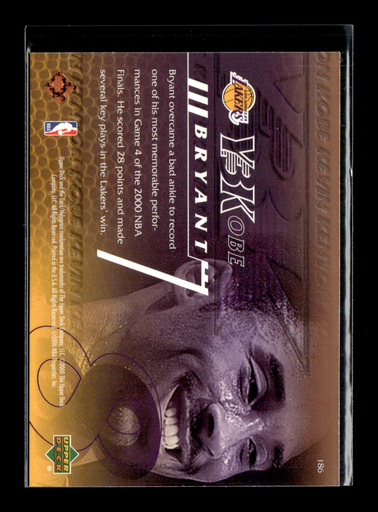 2000-01 Upper Deck Kobe Bryant #186 Los Angeles Lakers