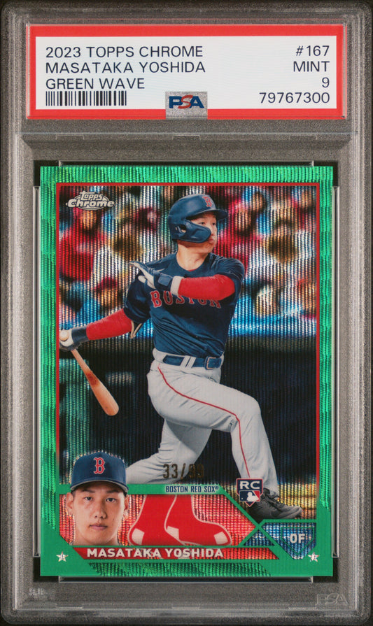 2023 Topps Chrome Masataka Yoshida #167 Green Wave Refractor PSA 9 Boston Red Sox