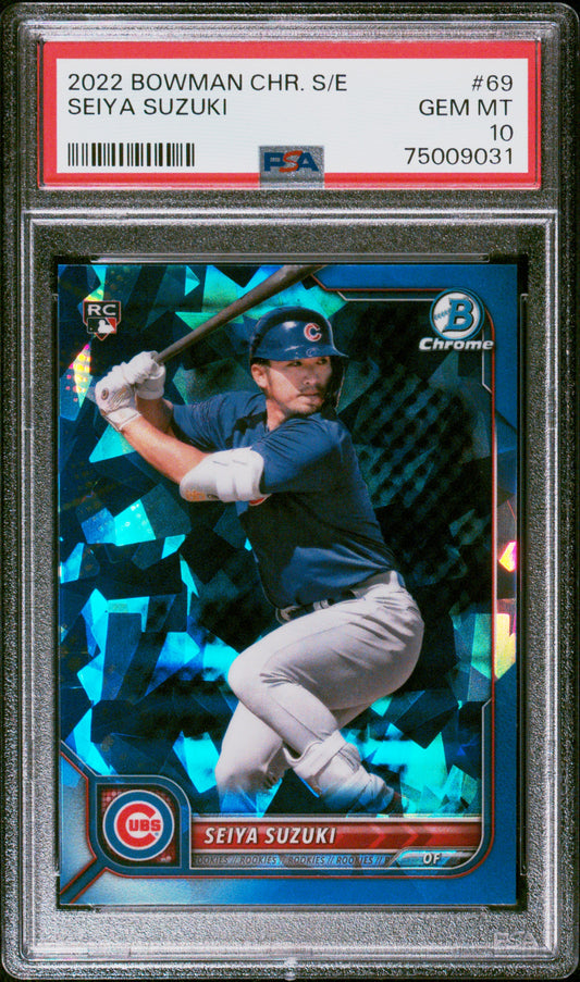 2022 Bowman Chrome Sapphire Edition Seiya Suzuki #69 PSA 10 Chicago Cubs