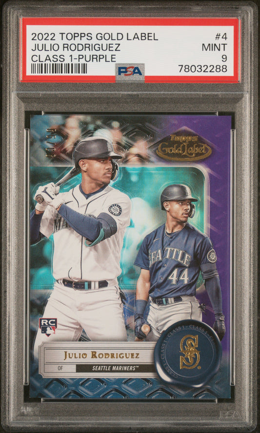 2022 Topps Gold Label Julio Rodriguez #4 Class 1-Purple PSA 9 Seattle Mariners
