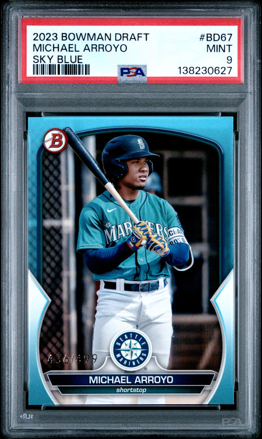 2023 Bowman Draft Michael Arroyo #BD67 Sky Blue PSA 9 Seattle Mariners