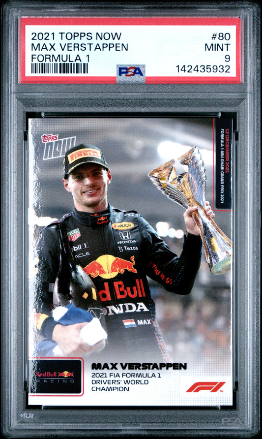 2021 Topps Now Formula 1 Max Verstappen #80 Formula 1 PSA 9 Redbull Racing
