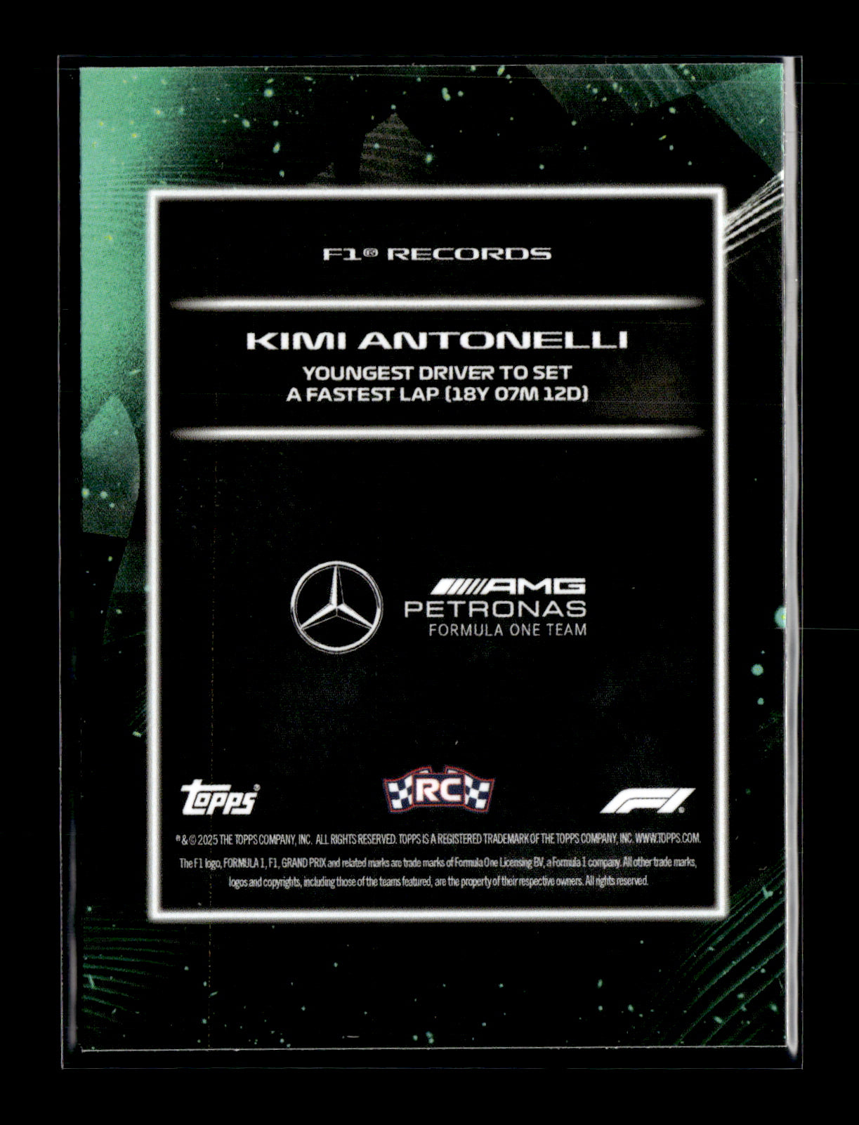 2025 Topps Lights Out Kimi Antonelli #NNO Mercedes-AMG Petronas Formula One Team