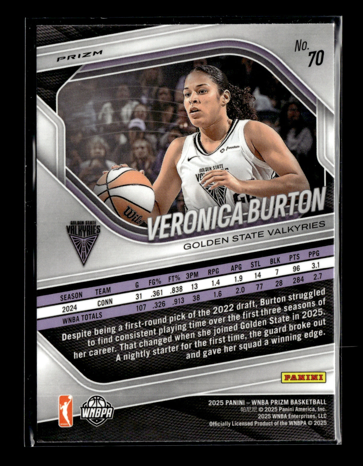 2025 Panini Prizm WNBA Veronica Burton #70 Silver Prizms Golden State Valkyries