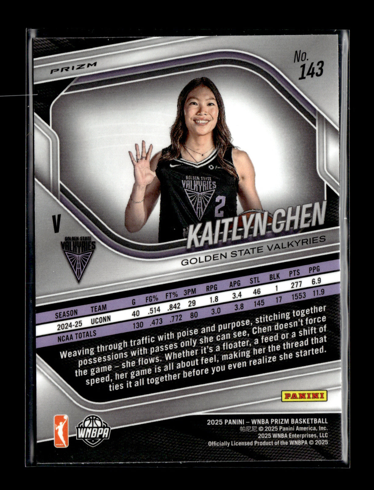2025 Panini Prizm WNBA Kaitlyn Chen #143 Ice Prizms Golden State Valkyries
