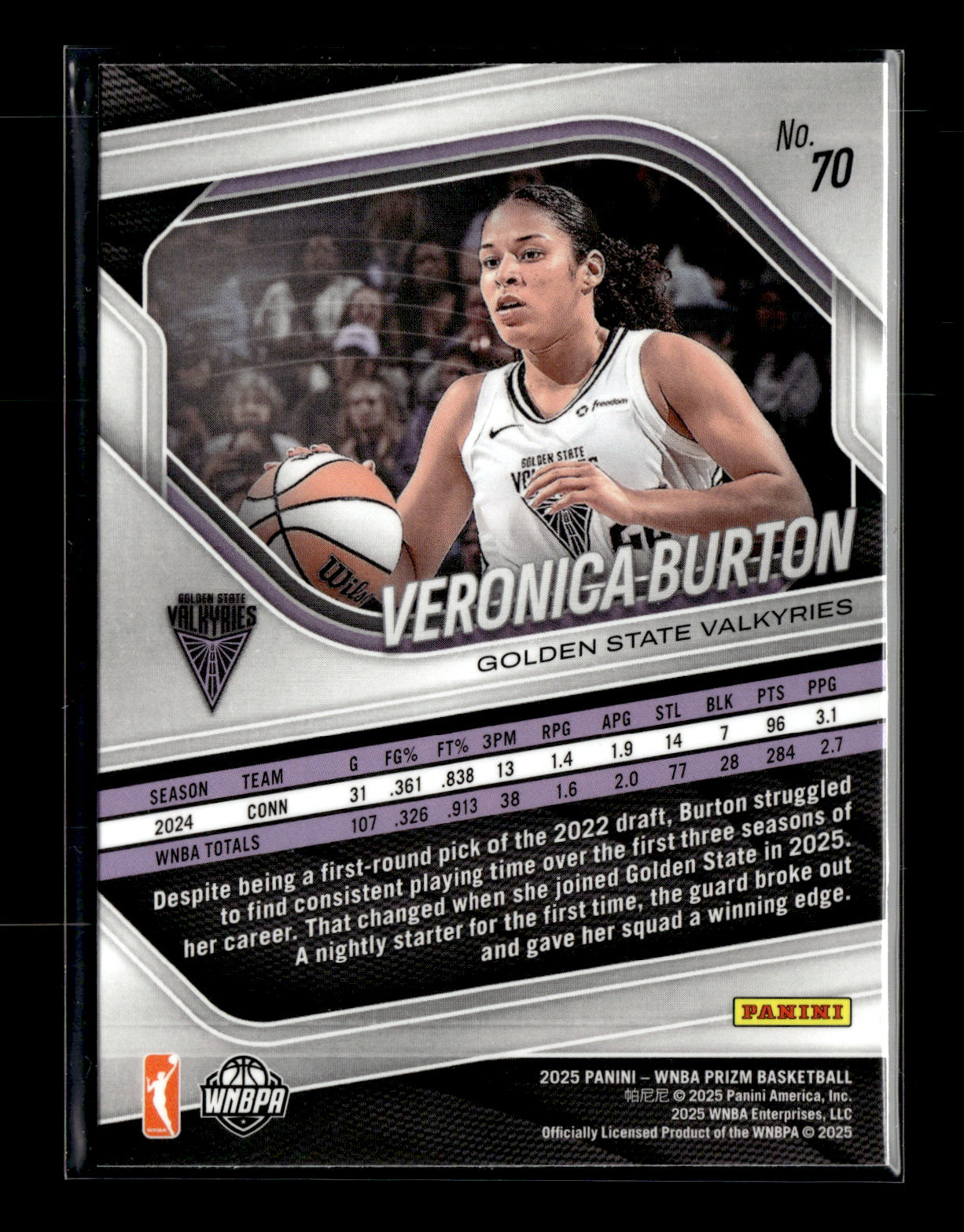 2025 Panini Prizm WNBA Veronica Burton #70 Golden State Valkyries