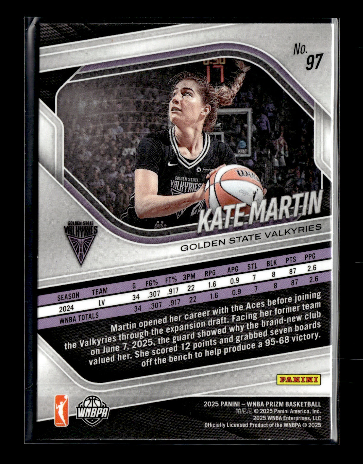 2025 Panini Prizm WNBA Kate Martin #97 Golden State Valkyries