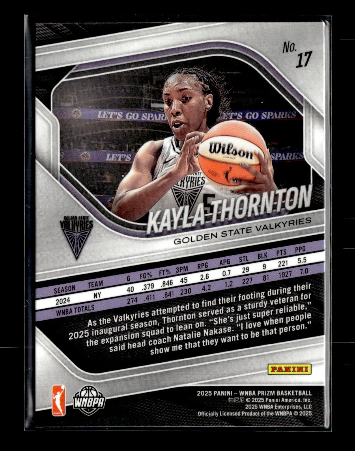 2025 Panini Prizm WNBA Kayla Thornton #17 Golden State Valkyries