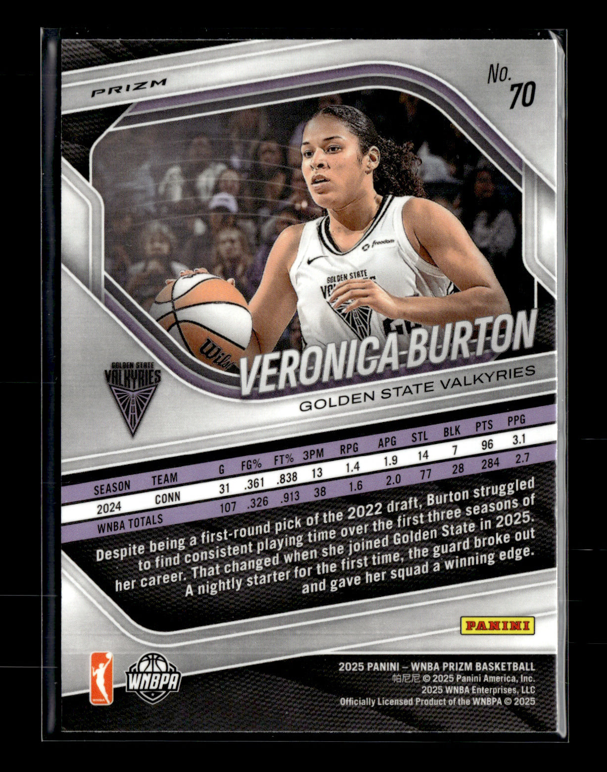 2025 Panini Prizm WNBA Veronica Burton #70 Blue Velocity Prizms Golden State Valkyries