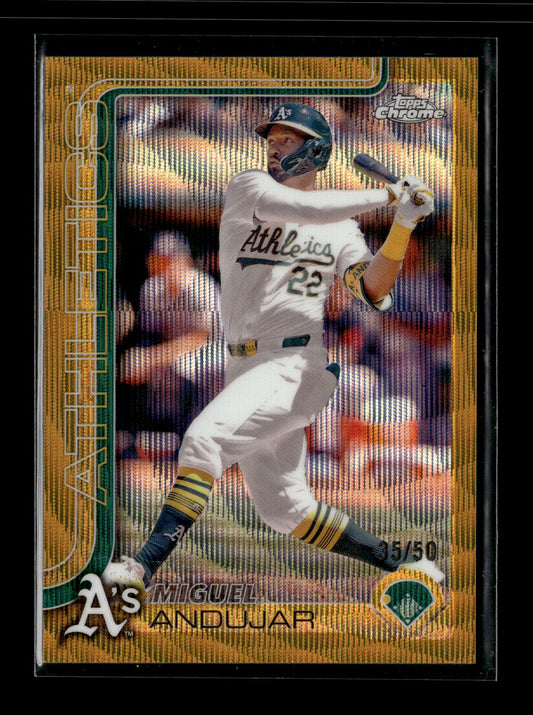 2025 Topps Chrome Miguel Andujar #45 Gold Wave Refractors #/50 Athletics