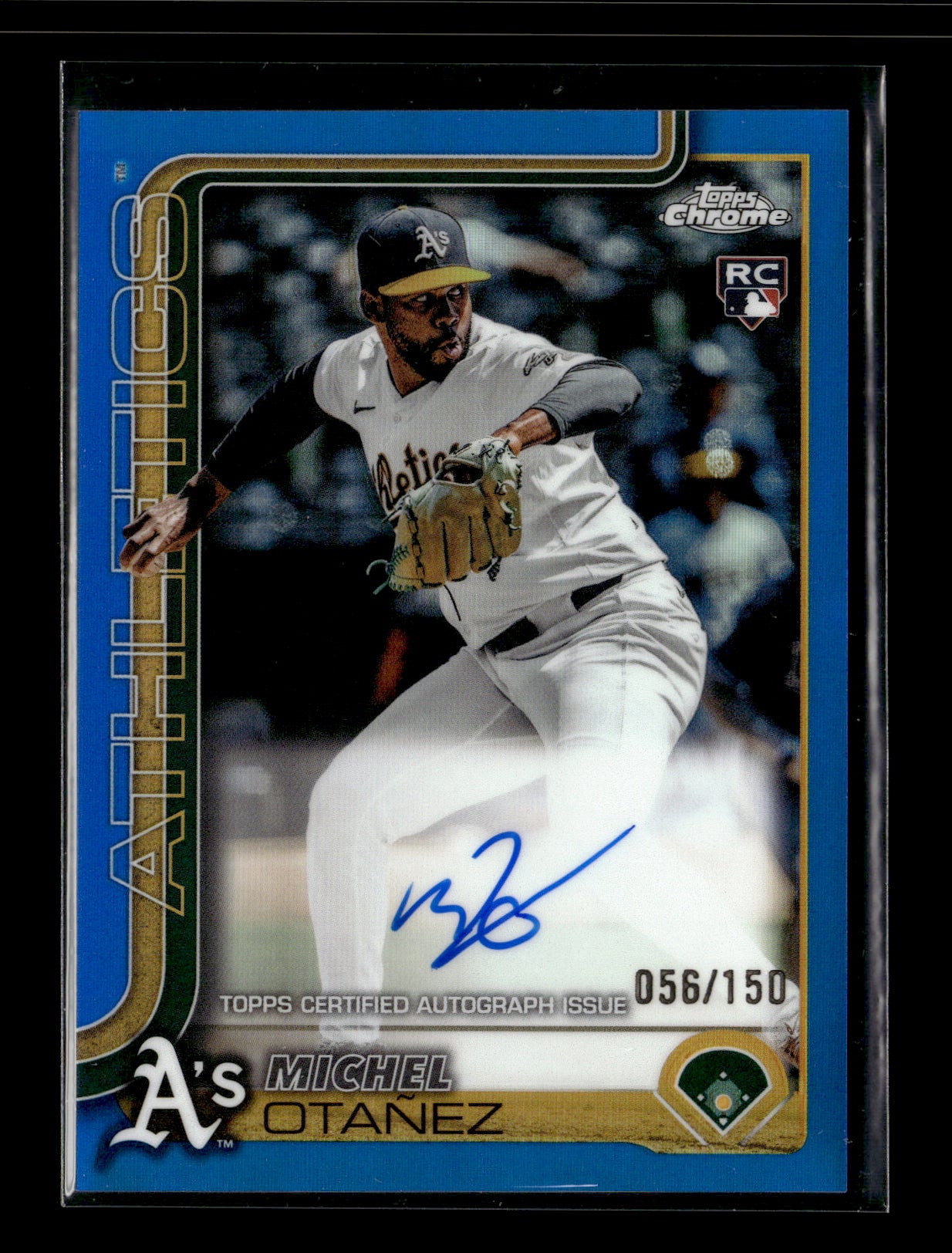 2025 Topps Chrome Michel Otanez #RA-MO Rookie Autographs Blue Refractors #/150 Athletics