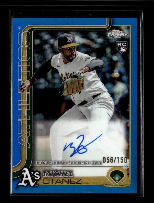 2025 Topps Chrome Michel Otanez #RA-MO Rookie Autographs Blue Refractors #/150 Athletics