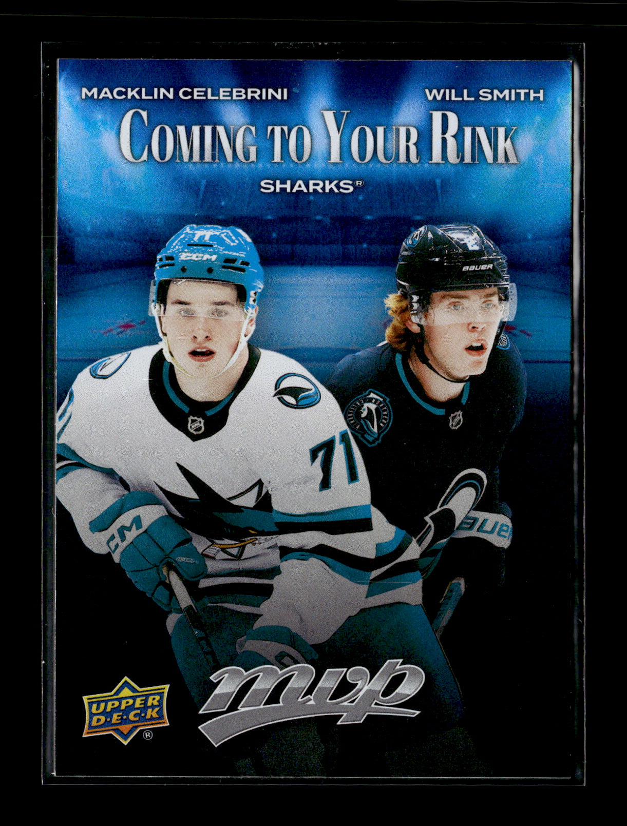 2025-26 Upper Deck MVP Macklin Celebrini / Will Smith #CR-23 Coming to Your Rink San Jose Sharks