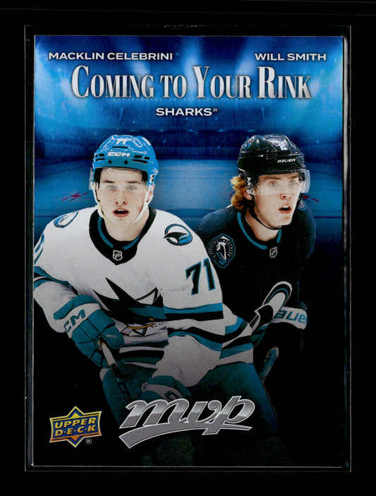 2025-26 Upper Deck MVP Macklin Celebrini / Will Smith #CR-23 Coming to Your Rink San Jose Sharks