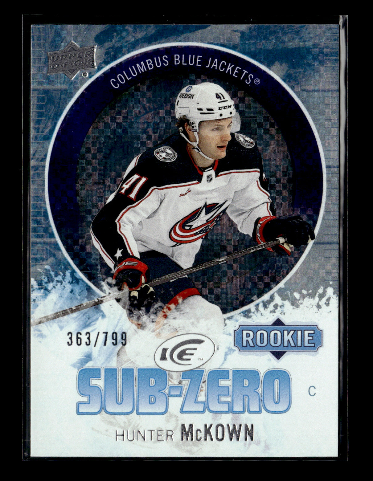 2023-24 Upper Deck Ice Hunter McKown #SZ-48 Sub Zero #/799 Columbus Blue Jackets
