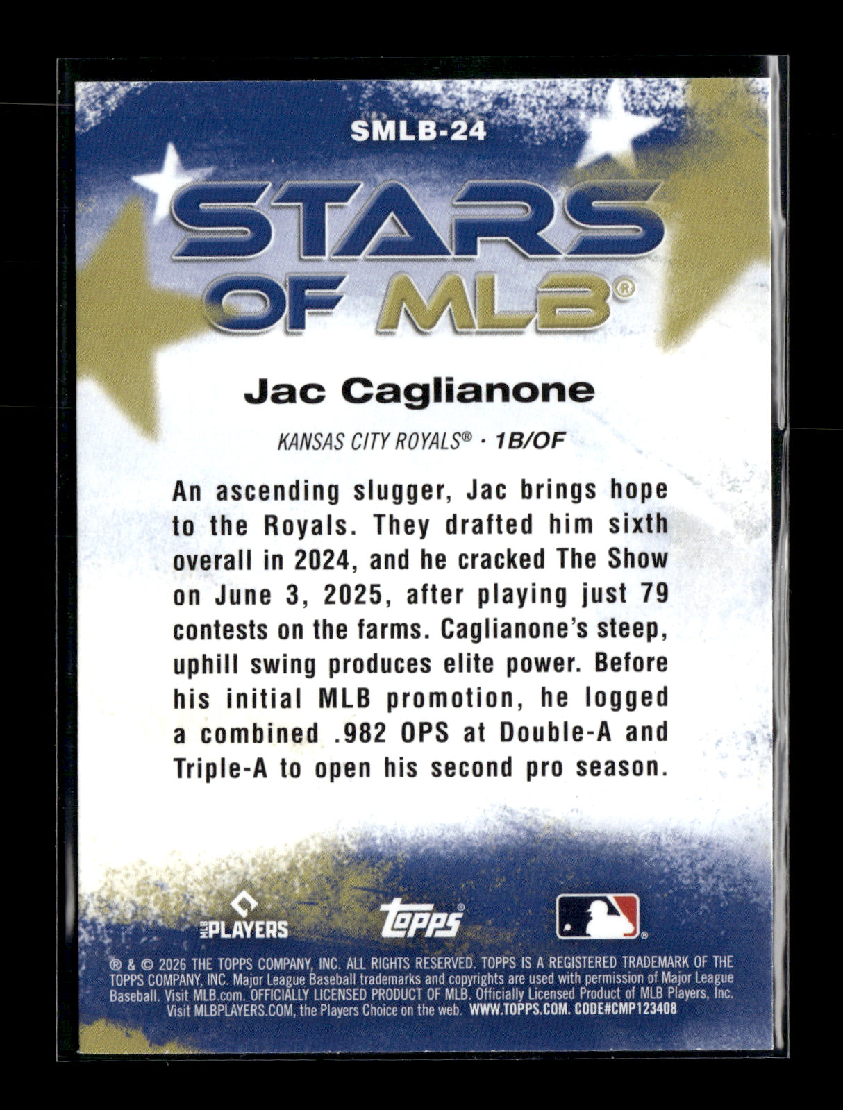 2026 Topps Jac Caglianone #SMLB-24 Stars of MLB Kansas City Royals