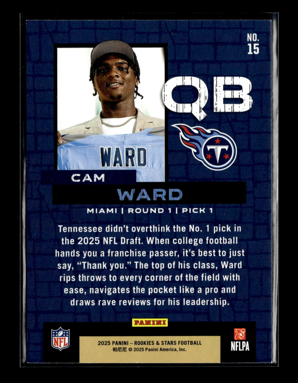 2025 Panini Rookies & Stars Cam Ward #15 Draft Class Tennessee Titans