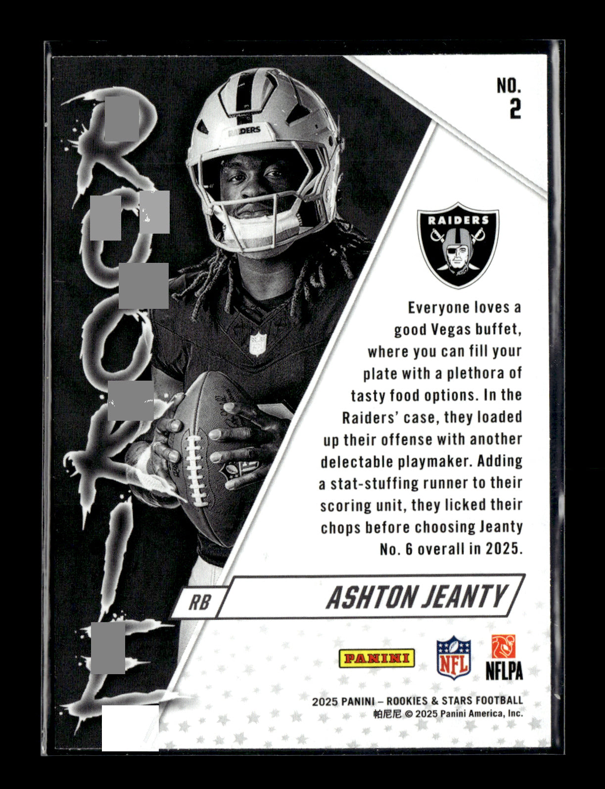 2025 Panini Rookies & Stars Ashton Jeanty #2 Rookie Exclusive Las Vegas Raiders