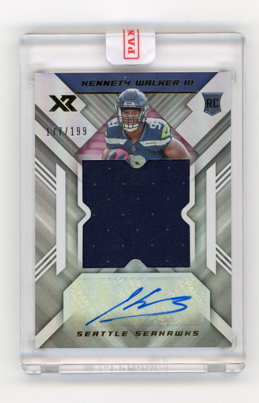 2022 Panini XR Kenneth Walker III #RXA-MW Rookie XL Swatch Autographs #/199 Seattle Seahawks