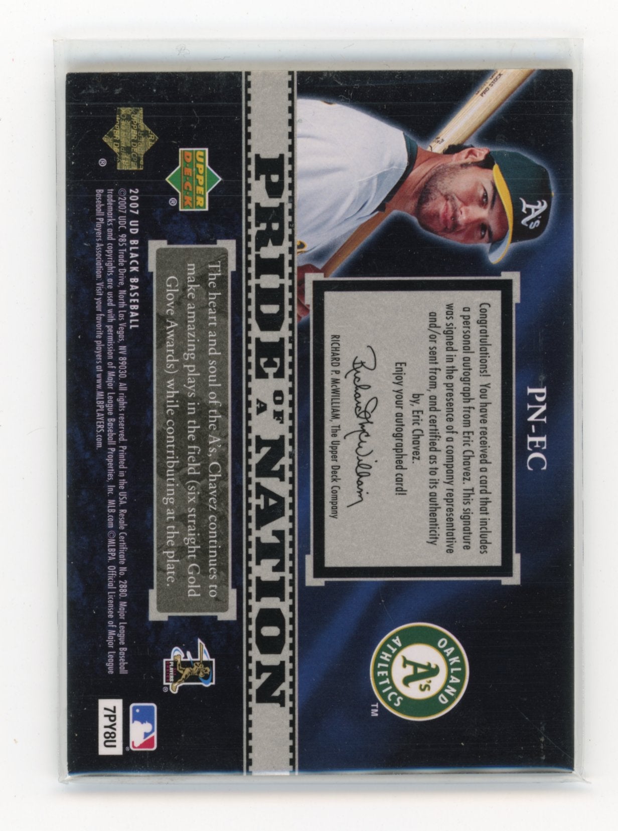 2007 UD Black Eric Chavez #PN-EC Pride of a Nation Autographs #/75 Oakland Athletics