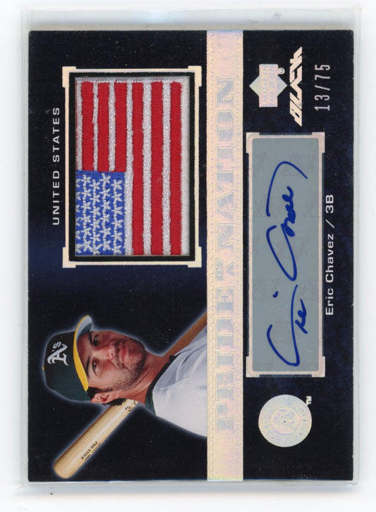 2007 UD Black Eric Chavez #PN-EC Pride of a Nation Autographs #/75 Oakland Athletics