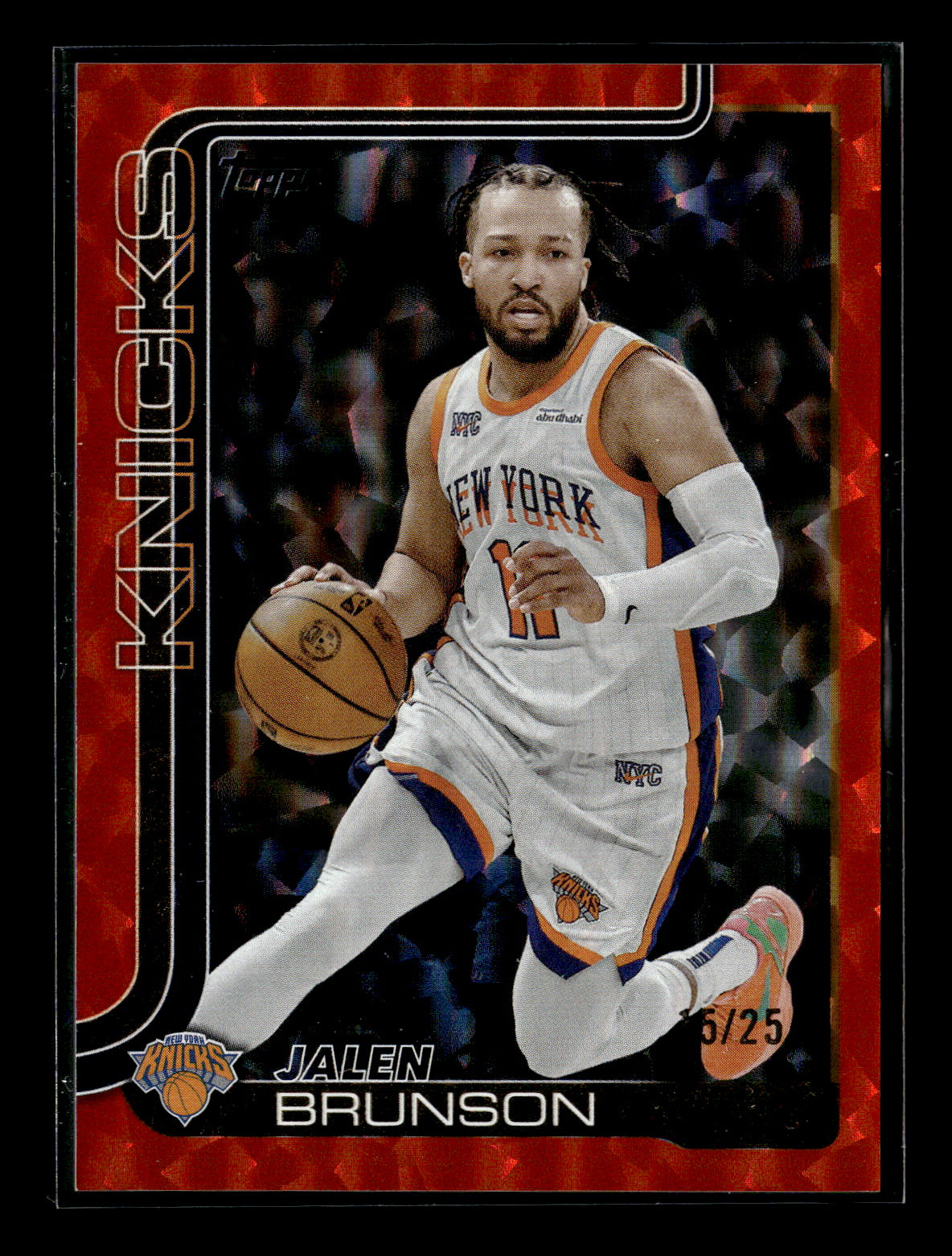 2025-26 Topps Jalen Brunson #14 Diamante Orange #/25 New York Knicks