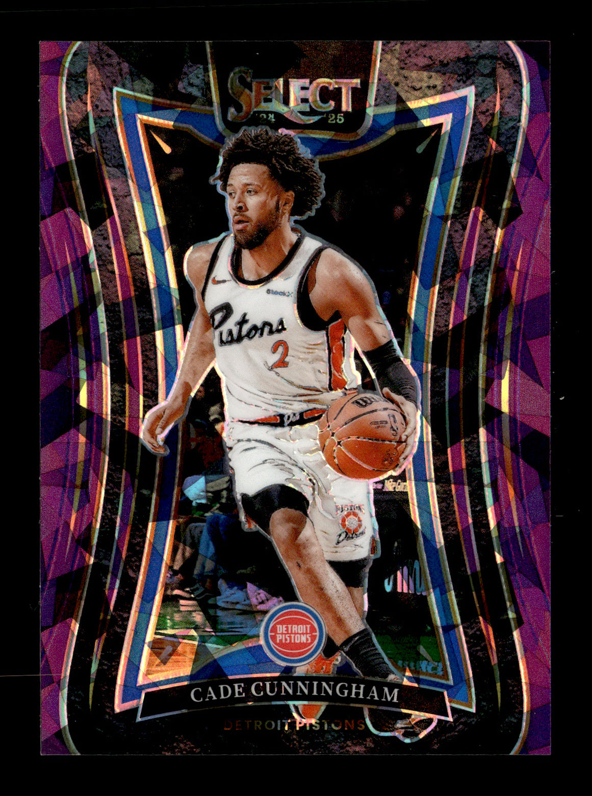 2024-25 Panini Select Cade Cunningham #301 Purple Cracked Ice Prizm #/99 Detroit Pistons