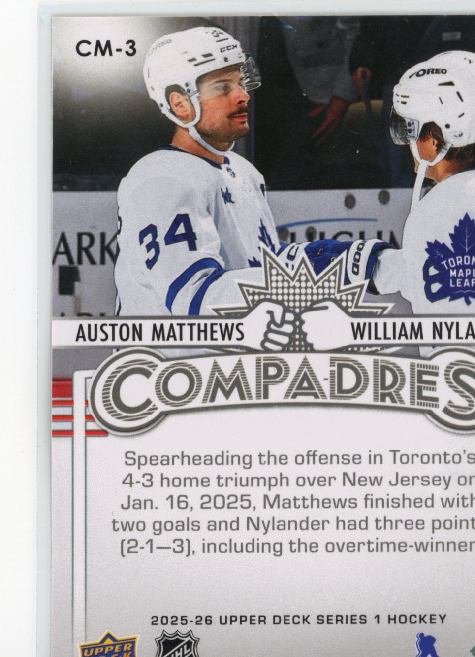 2025-26 Upper Deck William Nylander / Auston Matthews #CM-3 Compadres