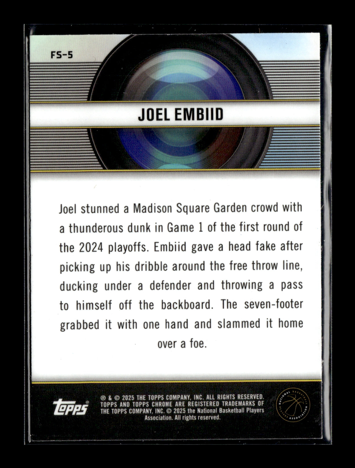 2024-25 Topps Chrome - Film Study Joel Embiid #FS-5 Philadelphia 76ers