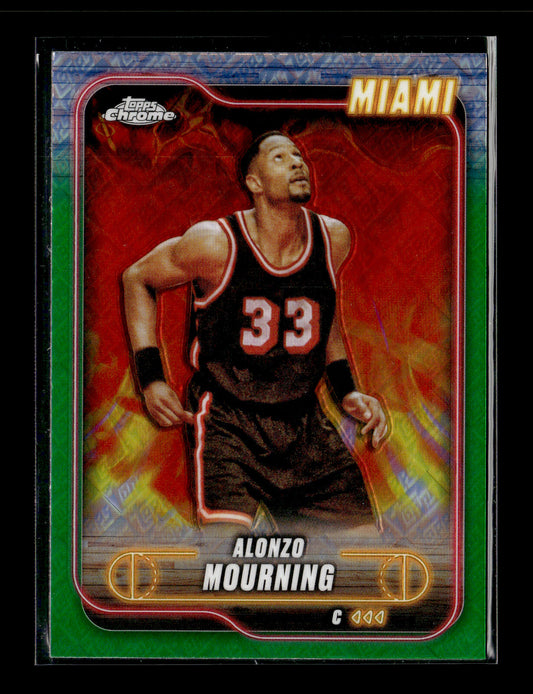 2024-25 Topps Chrome - Green Refractor Alonzo Mourning #9 #/99 Miami Heat