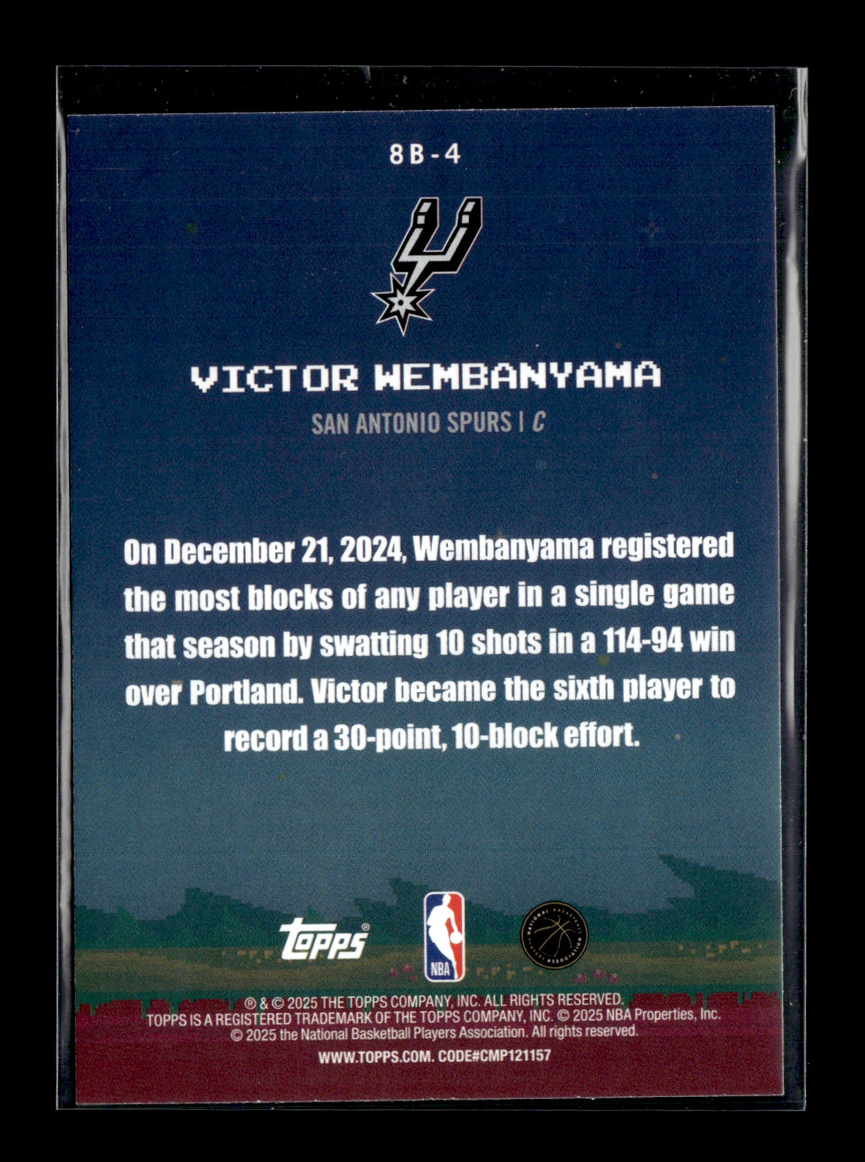 2025-26 Topps Victor Wembanyama #8B-4 8-Bit Ballers San Antonio Spurs