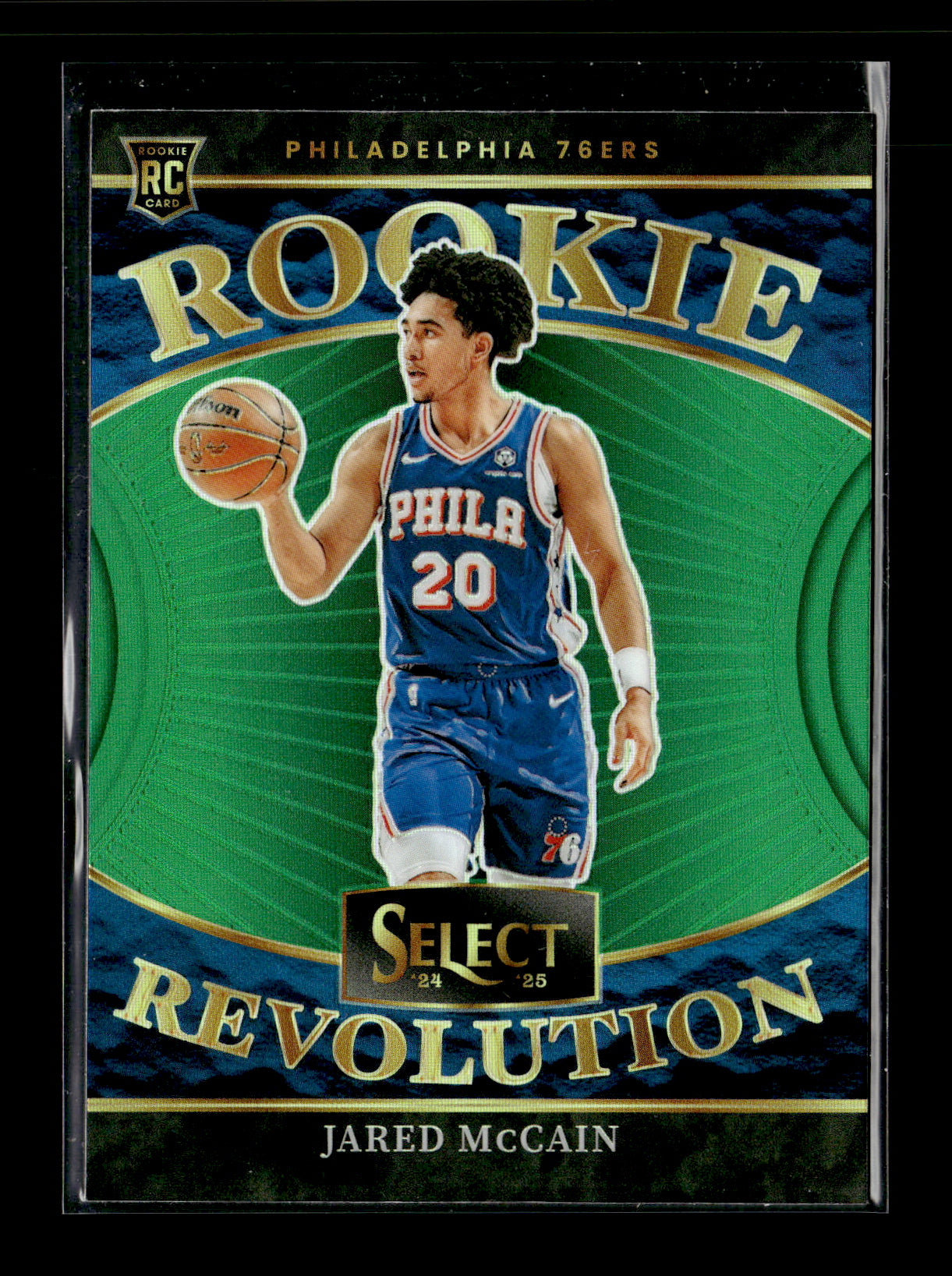 2024-25 Panini Select Jared McCain #16 Rookie Revolution Green Prizms Philadelphia 76ers
