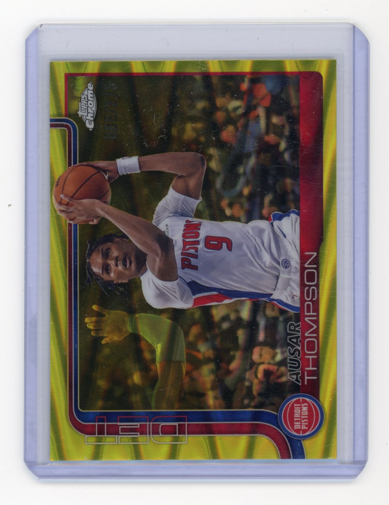 2025-26 Topps Chrome Ausar Thompson #64 Yellow Refractor #/275 Detroit Pistons